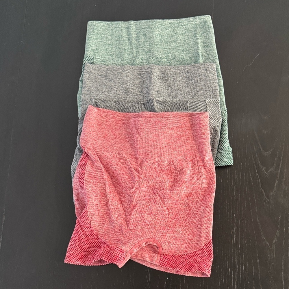 3 Women's Shorts in Green, Gray, and Red - Picture 2 of 8